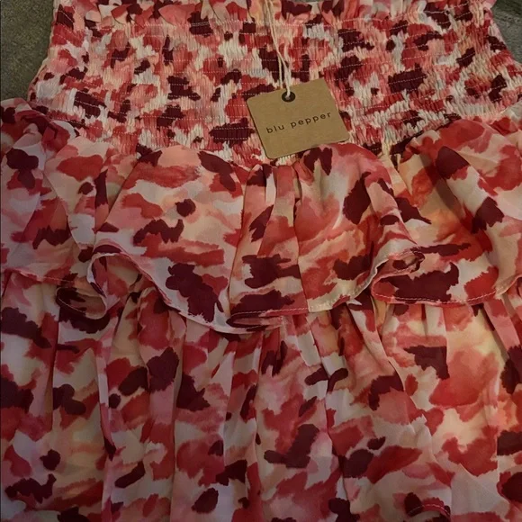 Blu Pepper Red and Pink Ruffled Mini Skirt - Picture 2 of 6